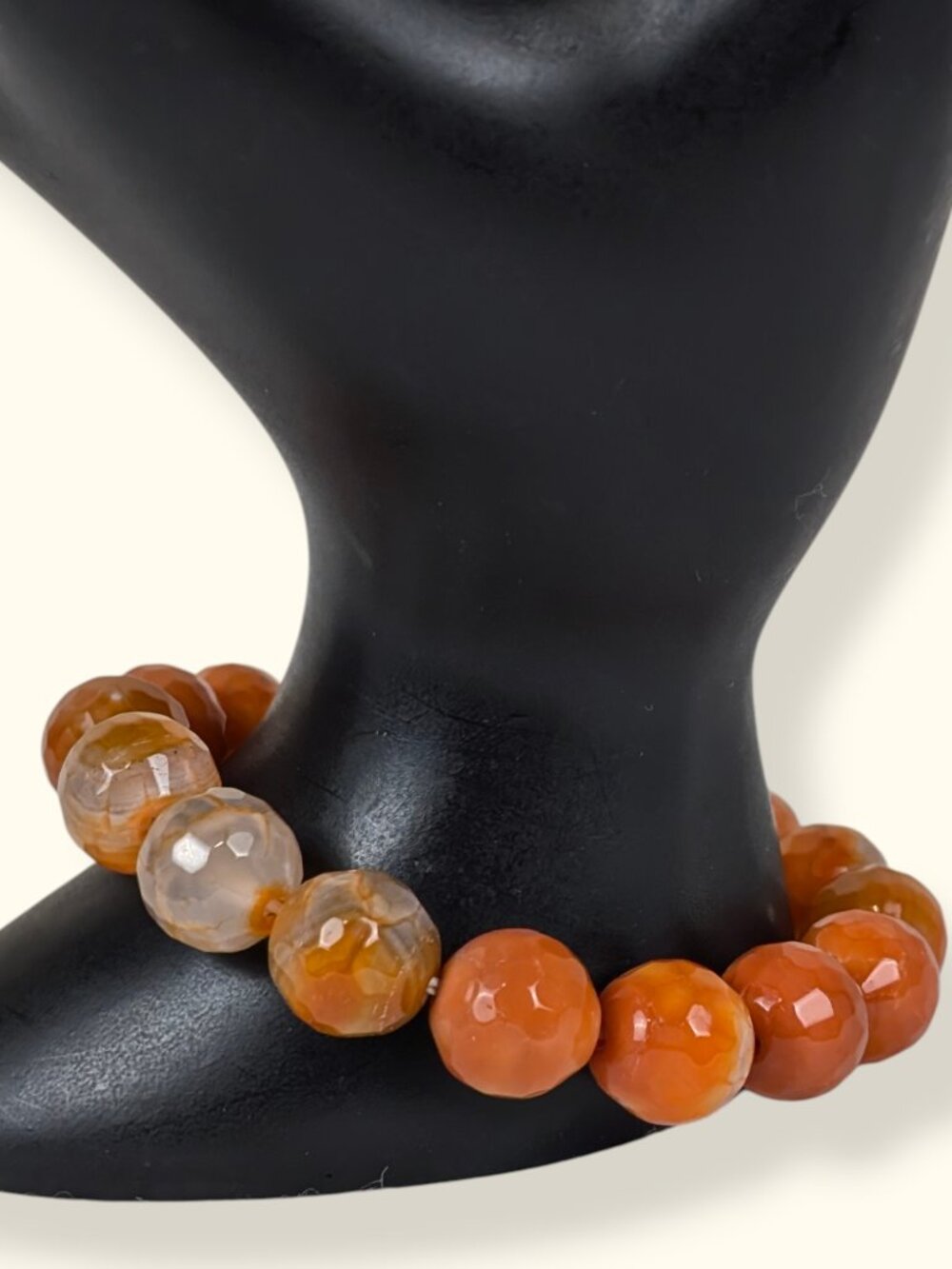 Orange Fire Agate Faceted Stretch Bracelet